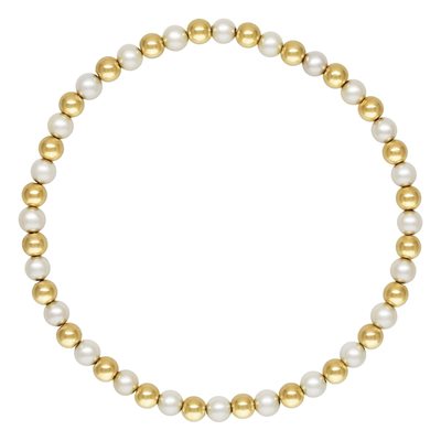 7.0" 4.0mm White Pearl and 4.0mm Bead Stretchy Bracelet (ALT)