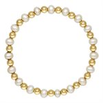 7.0" 5.5mm White Pearl and 5.0mm Bead Stretchy Bracelet