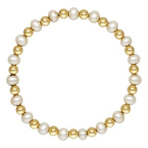 7.0" 5.5mm White Pearl and 5.0mm Bead Stretchy Bracelet