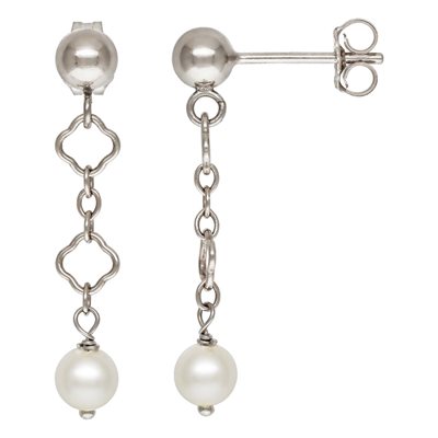 Ball Post w / Clover Chain 4.0mm Pearl Drop