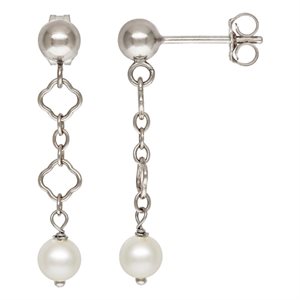 Ball Post w / Clover Chain 4.0mm Pearl Drop
