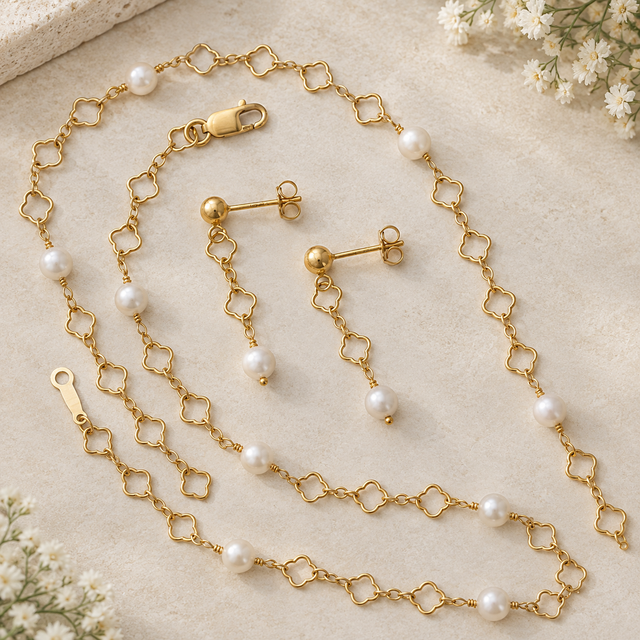 18" Clover Chain 4.0mm Pearl by the Yard